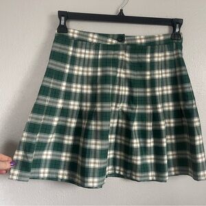 Urban Outfitters Green and Cream Plaid Skater Skirt